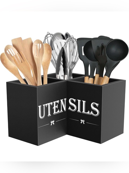 Suli Other - Suli Extra Large Kitchen Utensils Holder Set with 3 Compartments - Black
